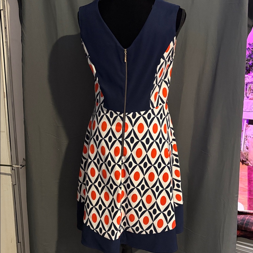 AGB Navy and Orange Geometric Dress - Picture 4 of 4